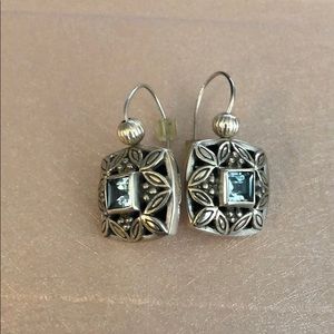 Pretty Novica square sterling silver drop earrings